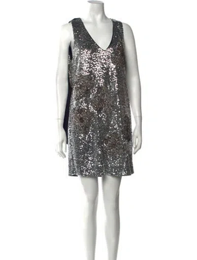 Pre-owned Custommade Patterned Mini Dress In Metallic/silver