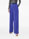 Custommade Pleated-front Jewel-button Trousers In Blue