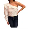 Custommade Saddy One Shoulder Top In White In White