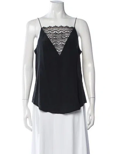 Pre-owned Custommade Silk Lace Pattern Top In Blue
