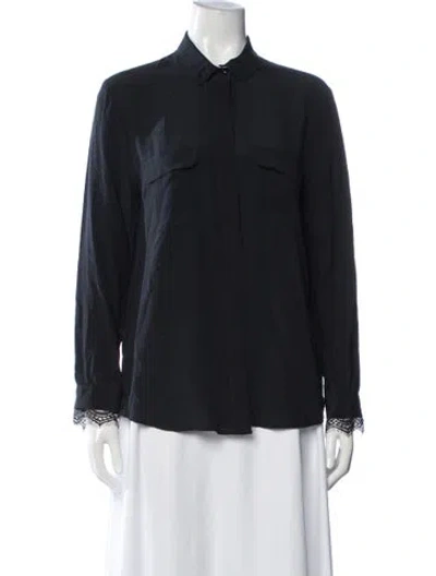Pre-owned Custommade Silk Long Sleeve Blouse In Blue