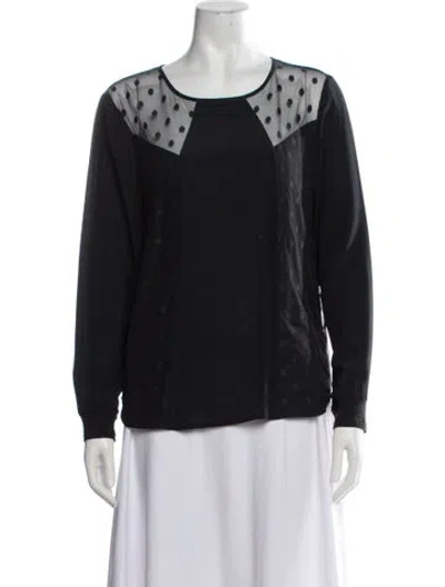 Pre-owned Custommade Silk Polka Dot Print Top In Blue