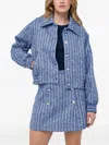 Custommade Tweed Embellished Jacket In Blue