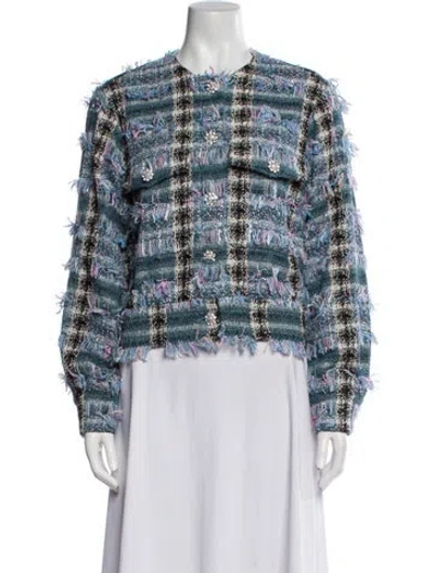 Pre-owned Custommade Tweed Pattern Evening Jacket In Blue