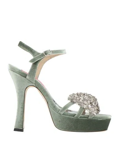 Custommade Woman Sandals Sage Green Size 8 Textile Fibers