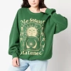 Cut & Paste The Moon Celestial Womens Juniors Crew Neck Long Sleeve Sweatshirt In Green