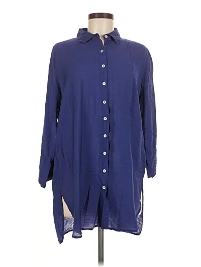 Pre-owned Cut Loose 3/4 Sleeve Button Down Shirt In Blue