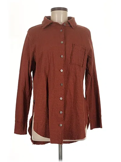 Pre-owned Cut Loose 3/4 Sleeve Button Down Shirt In Brown