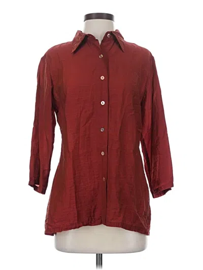 Pre-owned Cut Loose 3/4 Sleeve Button Down Shirt In Burgundy