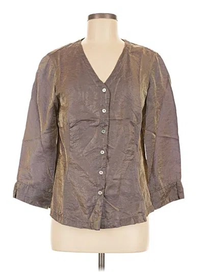 Pre-owned Cut Loose 3/4 Sleeve Button Down Shirt In Purple