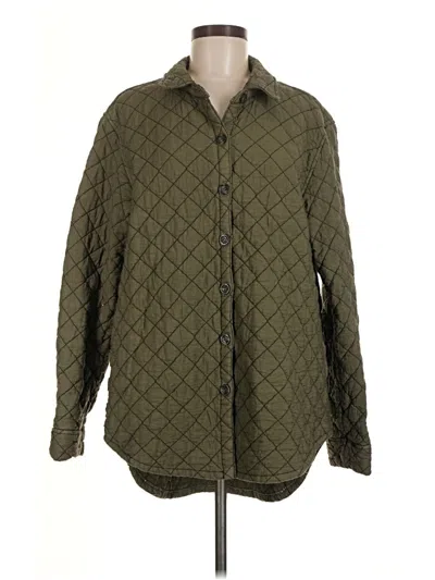 Pre-owned Cut Loose Coat In Green