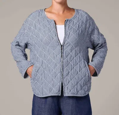 Cut Loose Crinkle Check Quilt Bomber Jacket In Naval In Multi