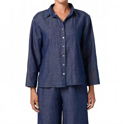 Cut Loose Crop Easy Shirt In Denim Flax In Blue