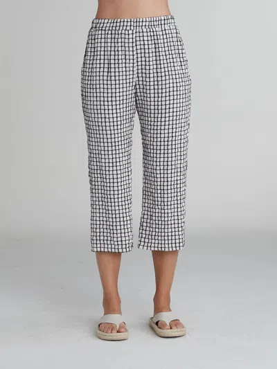 Cut Loose Easy Crop Crinkle Plaid Pants In White