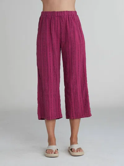 Cut Loose Easy Crop Pinstripe Linen Pants In Rhubarb In Purple