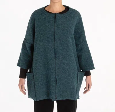 Cut Loose Jacket Zip Boiled Wool In Deep Sea