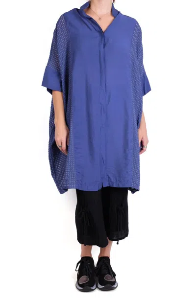 Cut Loose Kimono Shirt Mini Dress In Admiralty In Blue