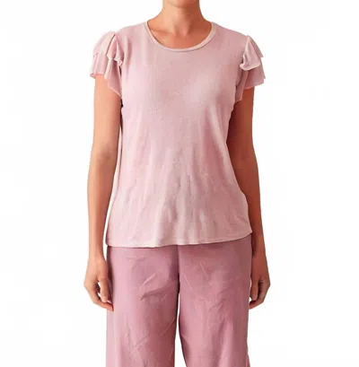 Cut Loose Light Weight Linen Sweater Flutter Tee In Pink Salt