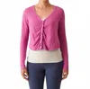 Cut Loose Lightweight Linen Sweater Shirred Cardi In Cosmo In Pink