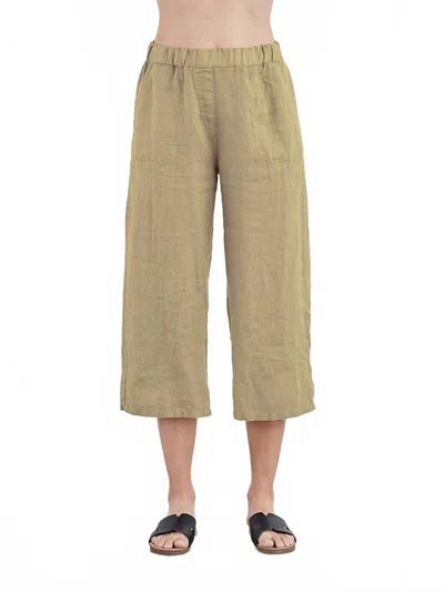 Cut Loose Linen Crop Pant In Cashew In Brown