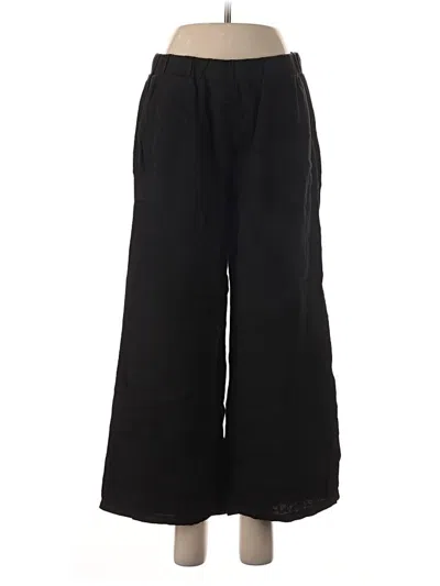 Pre-owned Cut Loose Linen Pants In Black