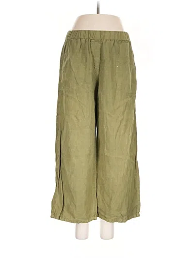 Pre-owned Cut Loose Linen Pants In Green