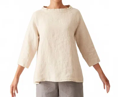 Cut Loose Linen Stand Up Collar Top In Jicama In Brown