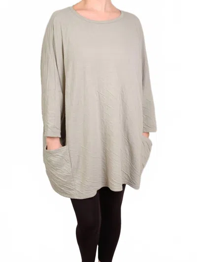 Cut Loose Long Sleeve Crew Pullover In Basalm Green In Gray