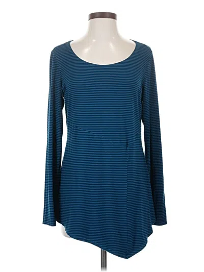 Pre-owned Cut Loose Long Sleeve Top Blue Scoop Neck Tops