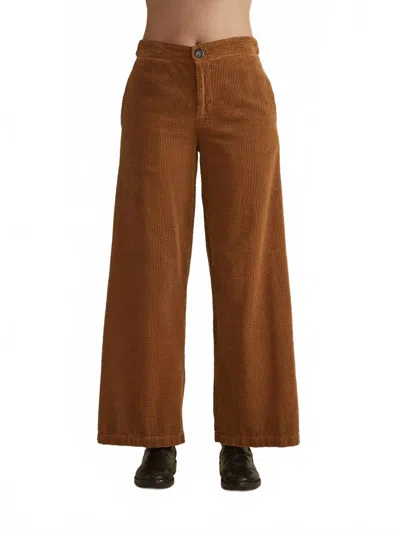 Cut Loose Lux Corduroy Wide Leg Zip Pant In Brass In Brown