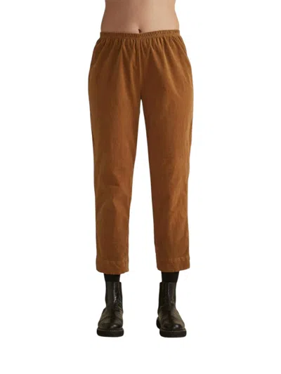 Cut Loose Mini Cord Tapered Crop Pants In Cognac In Green