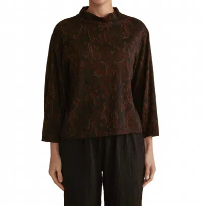 Cut Loose Mock Neck Top In Mahogany In Brown