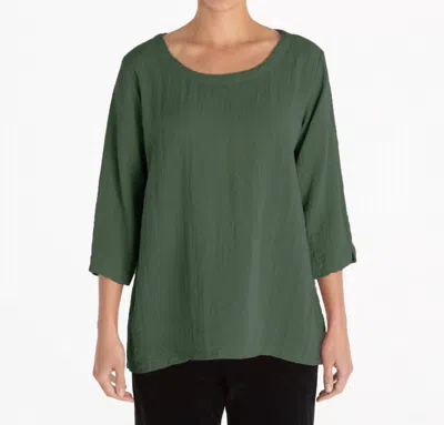 Cut Loose Parachute 3/4 Sleeve Vent Top In Myrtle In Green
