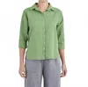 Cut Loose Pinhole Crop Easy Shirt In Fava In Green