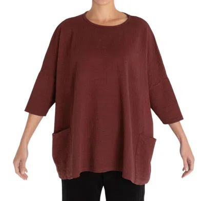 Cut Loose Pucker Doublecloth Pull Over Top In Barnwood In Multi
