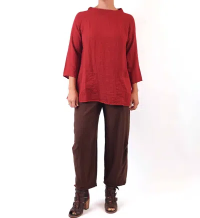 Cut Loose Raglan Pocket Three Quarter Sleeve Top In Cognac In Green