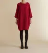 Cut Loose Raglan Round Neck Dress In Cardinal