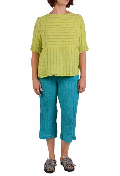 Cut Loose Seamed Boxy Top In Lime/blue Stripe In Green