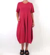 Cut Loose Seamed Short Sleeve Midi Dress In Cardinal