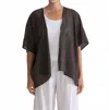 Cut Loose Shawl Short Sleeve Cardigan In Brown In Black