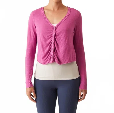 Cut Loose Shirred Cardigan In Cosmo In Pink