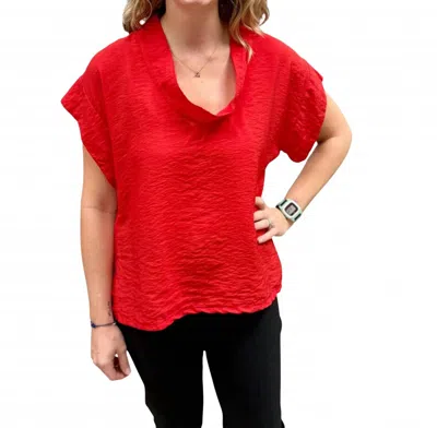 Cut Loose Short Sleeve Cowl Neck Top In Tandori In Red