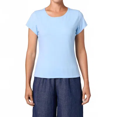 Cut Loose Short Sleeve Fitted Crew Neck Top In Bellflower In Blue