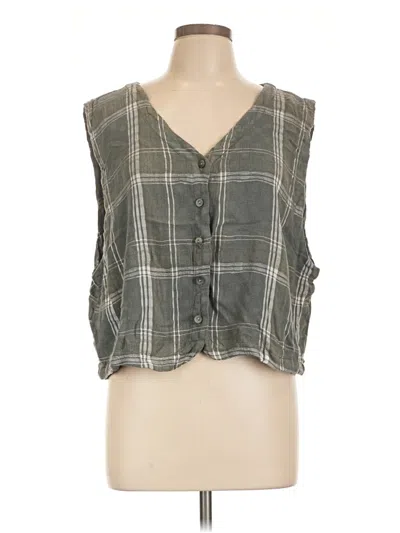 Pre-owned Cut Loose Sleeveless Button Down Shirt In Gray