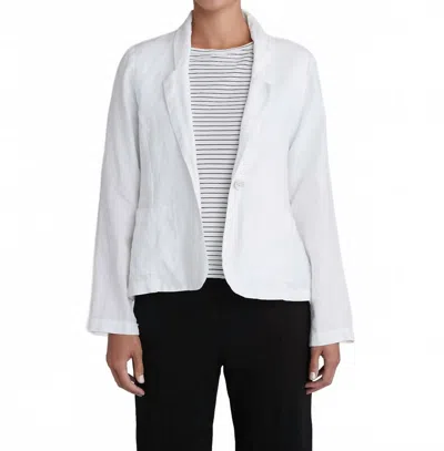 Cut Loose Solid Linen Button Blazer In White