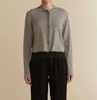 Cut Loose Stripe Crop Cardigan Top In Moonbeam In Black