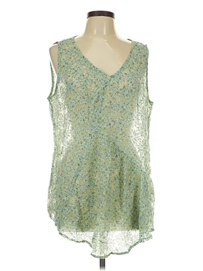Pre-owned Cut Loose Tank Top Green Plunge Neckline Tops