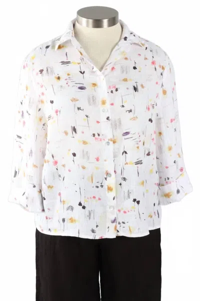 Cut Loose Women's Graffiti Floral Crop Shirt In White