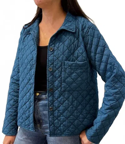 Cut Loose Women's Quilted Parachute Crop Shirt Jacket In Peacock In Blue