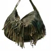 Cut N' Paste Bags Women's Dara Fringe X-body Tote Bag In Green In Green